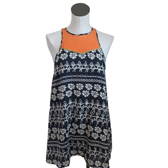 THML Dress Black Floral Orange Back Zip Halter Racer Back Style Womens Small - Picture 14 of 14